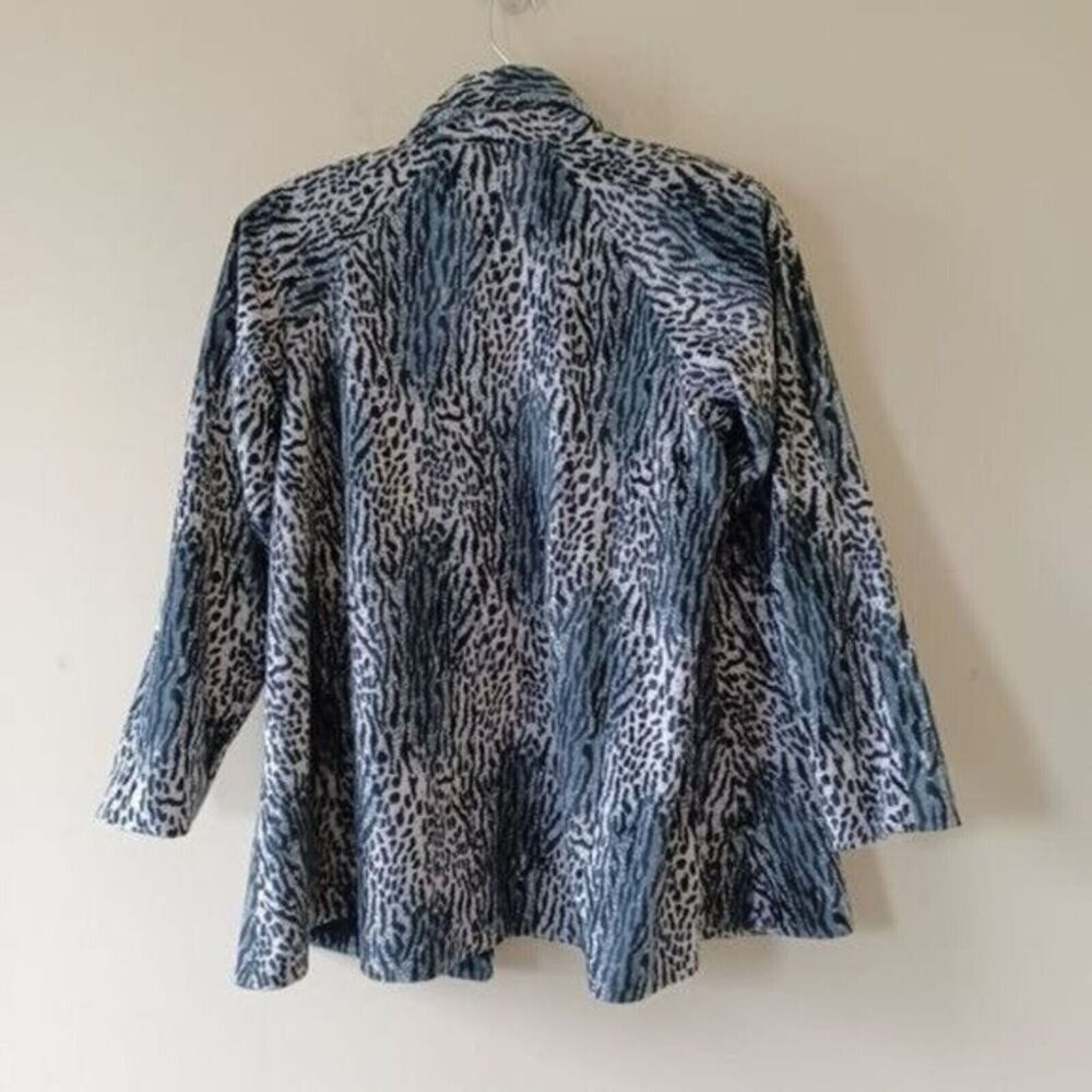 Retro Pinup Coat Jacket Clio 2 Sz 10 Velour Animal Print Open Evening Formal - Picture 4 of 11